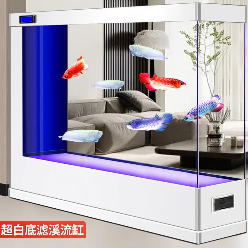 超白玻璃鱼缸客厅2023新款屏风隔断墙落地水族箱免换水生态金鱼缸