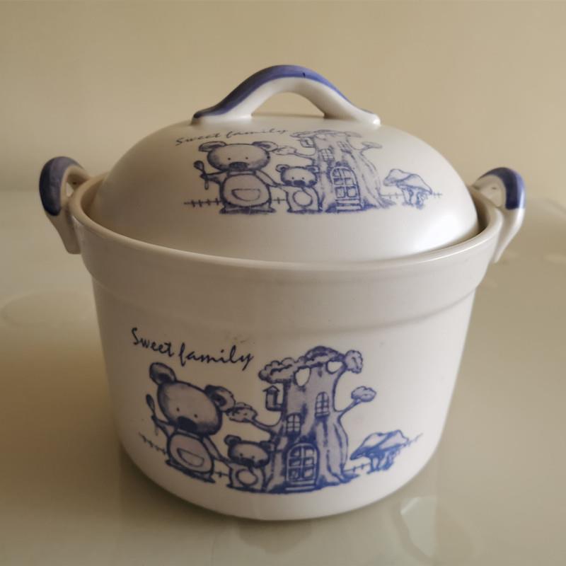 正品景德镇珍宝陶瓷砂锅煲小熊直筒耐热瓷锅炖汤锅宝宝辅食煲包邮