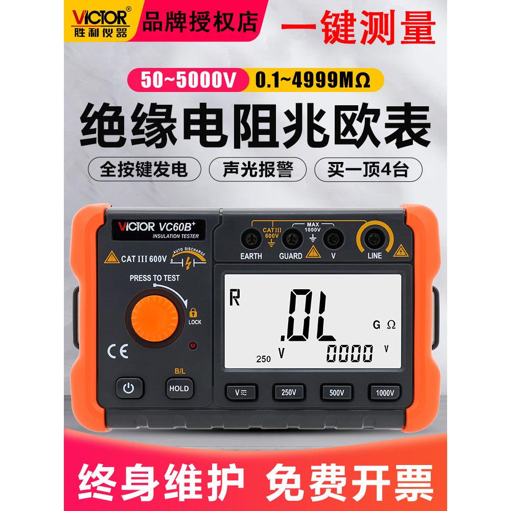 胜利数字振动表绝缘电阻测试仪5000V数字兆欧表1000V手摇表Vc60F