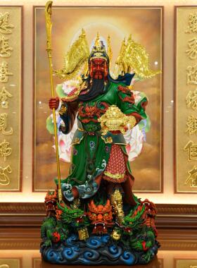 武财神关公摆件家用招财立刀五旗关二爷关帝树脂神像店铺开业礼品