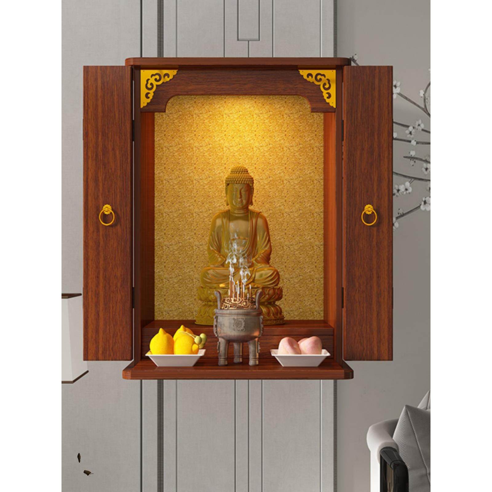 家用佛龛带门壁挂式观音供台简约现代财神柜吊柜新中式神位贡奉桌,住宅家具,佛柜/佛龛,淘宝优惠券,粉丝福利购,淘宝优惠卷