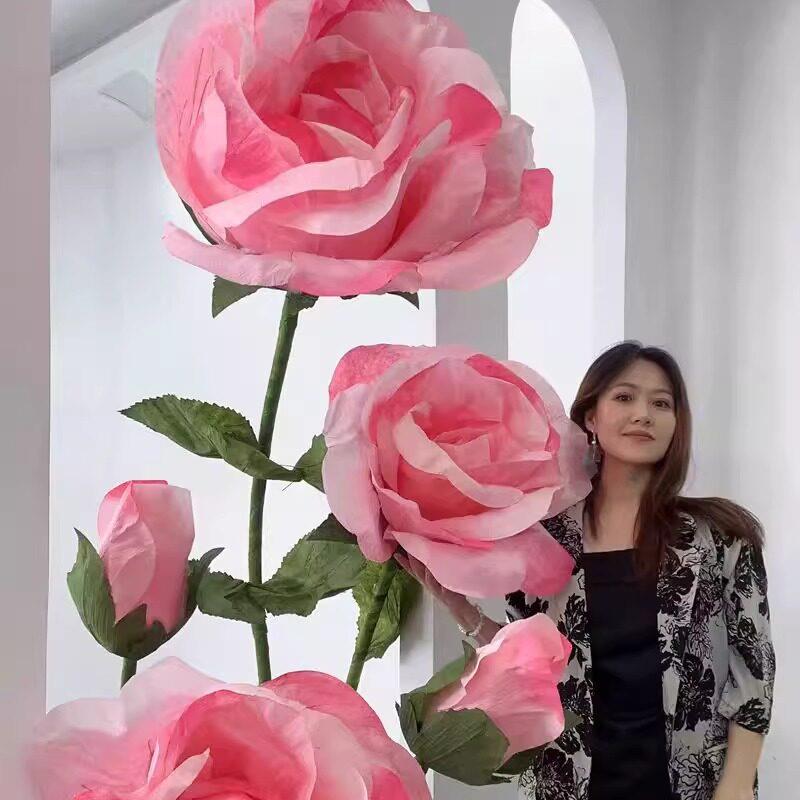 巨型仿真玫瑰花摆件商场店铺橱窗装饰玫瑰花假花婚礼节日表白布置