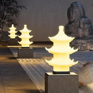 太阳能柱头灯户外防水庭院灯创意宝塔柱子灯新中式院墙大门门柱灯