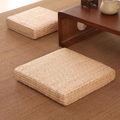 方形阳台草编蒲团坐垫家用地上藤编榻榻米垫子飘窗日式打坐禅修