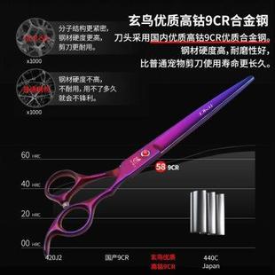 修毛剪剃毛剪直剪7寸专业宠物美容工具泰迪 玄鸟宠物彩色家用剪刀