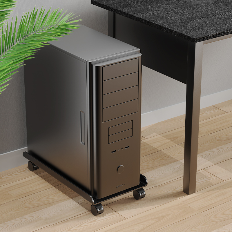 电脑主机托架可移动机箱底v座带滑轮主机置物架家用办公室电脑托