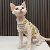 双针包边b背心纯棉高弹好穿任发财无毛猫衣服斯芬克斯猫德文