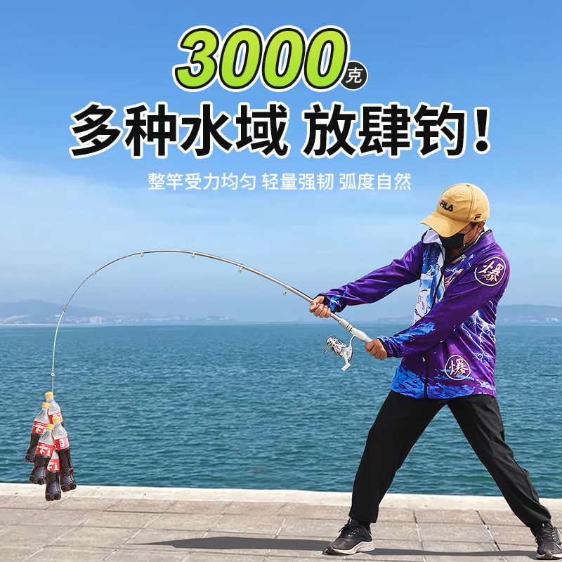 伸缩路亚竿套装可携式短节路滑y竿抛竿海竿直柄卷线器枪柄水滴轮