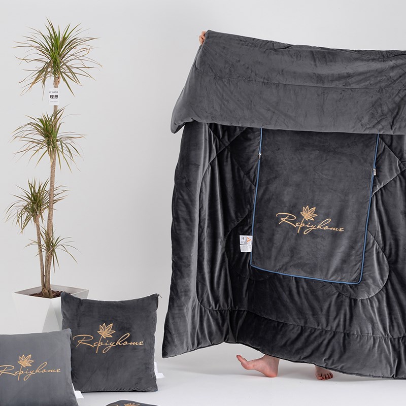 a类婴儿绒 抱枕被子o两用2024新款冬天加厚靠背毯子二合一枕头被