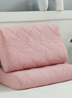 纯棉夹棉水洗棉乳胶枕头套一对4w0*60全棉儿童30*50枕芯内胆套单