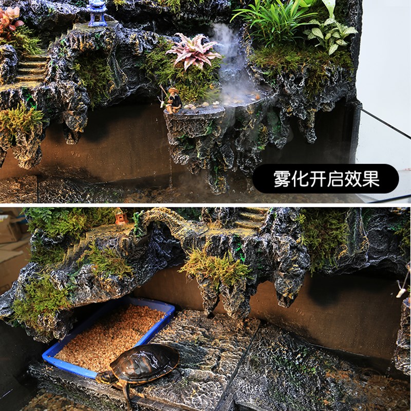 生态水龟缸造景套餐乌龟饲养缸深浅水龟L缸带沙池双过滤免换水