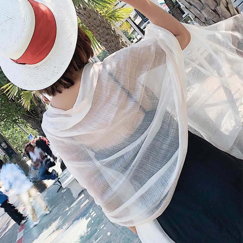 杭州丝绸a真丝羊毛桑蚕丝白色纱巾丝巾女春秋薄款洋气时尚围巾薄