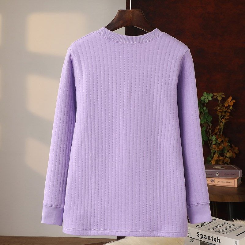 老年人保暖内衣女款内穿棉毛衫全A棉妈妈冬季纯棉加绒加厚夹棉秋