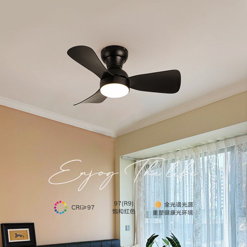 卧室风扇灯吸顶护眼静音简约书房餐厅家用小风扇吊灯中古风新中式