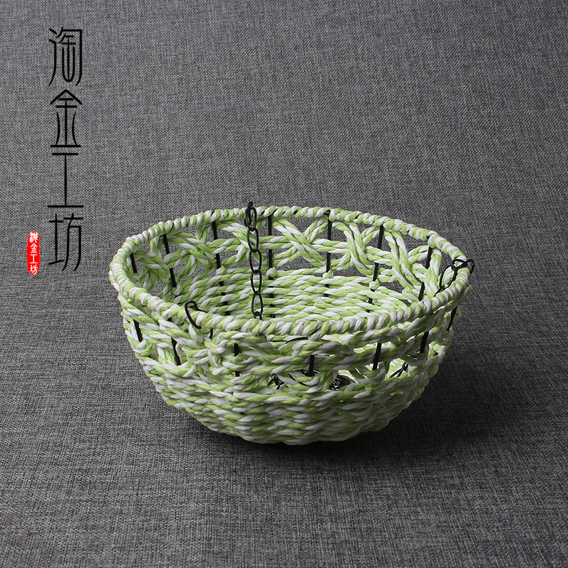 纸篮子吊饰编织花篮子幼儿园学校教室布置挂饰 走廊创意空中彩色