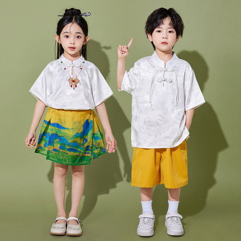 六一儿童中国风合唱演出服幼儿园女童表演服装小学生朗诵汉服男童