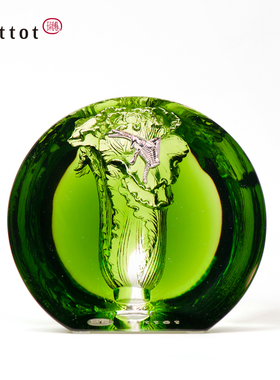 tittot琉园创意中式桌面琉璃招财白菜摆件 结伴 领导朋友老师礼物