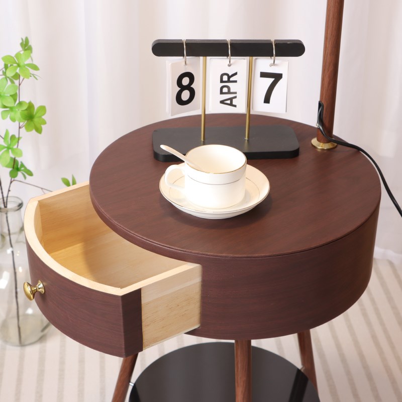 中古客厅落地灯沙发边高级感卧室床头柜抽屉置物茶几一体装饰台灯