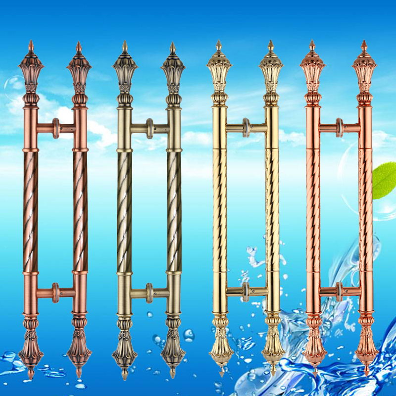 玻璃门仿古木门玫瑰金门把手推拉门欧式ktv门酒店大门拉手古铜色