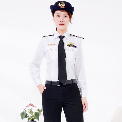 海员制服飞行员衬衫女衬衫夜店帅气肩章个性潮流机长空姐制服长袖