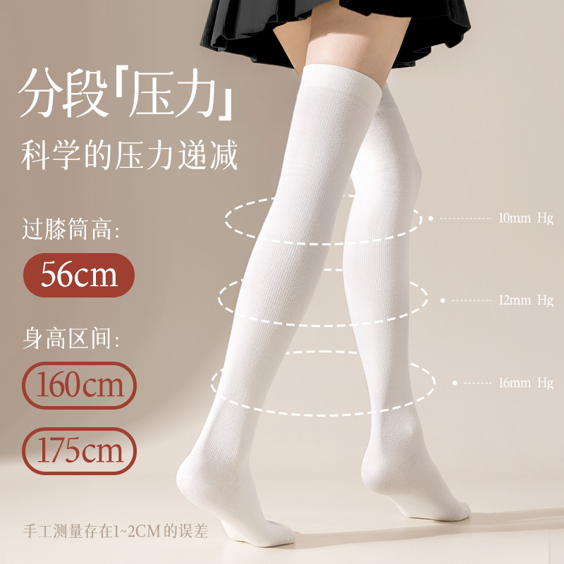 压力过膝袜女秋冬季瘦腿护膝防滑女士jk春秋大腿袜子女黑色长筒袜