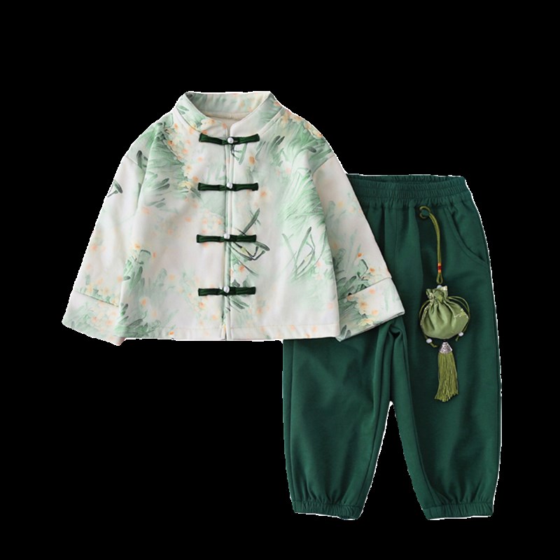 南央汉服男童秋冬季加绒套装儿童唐装中国风童装宝宝古装春款加厚