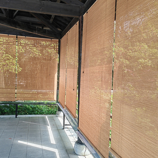 户外竹帘卷帘凉亭走廊装饰遮阳帘室外上漆防腐阳台遮光隔热竹帘子