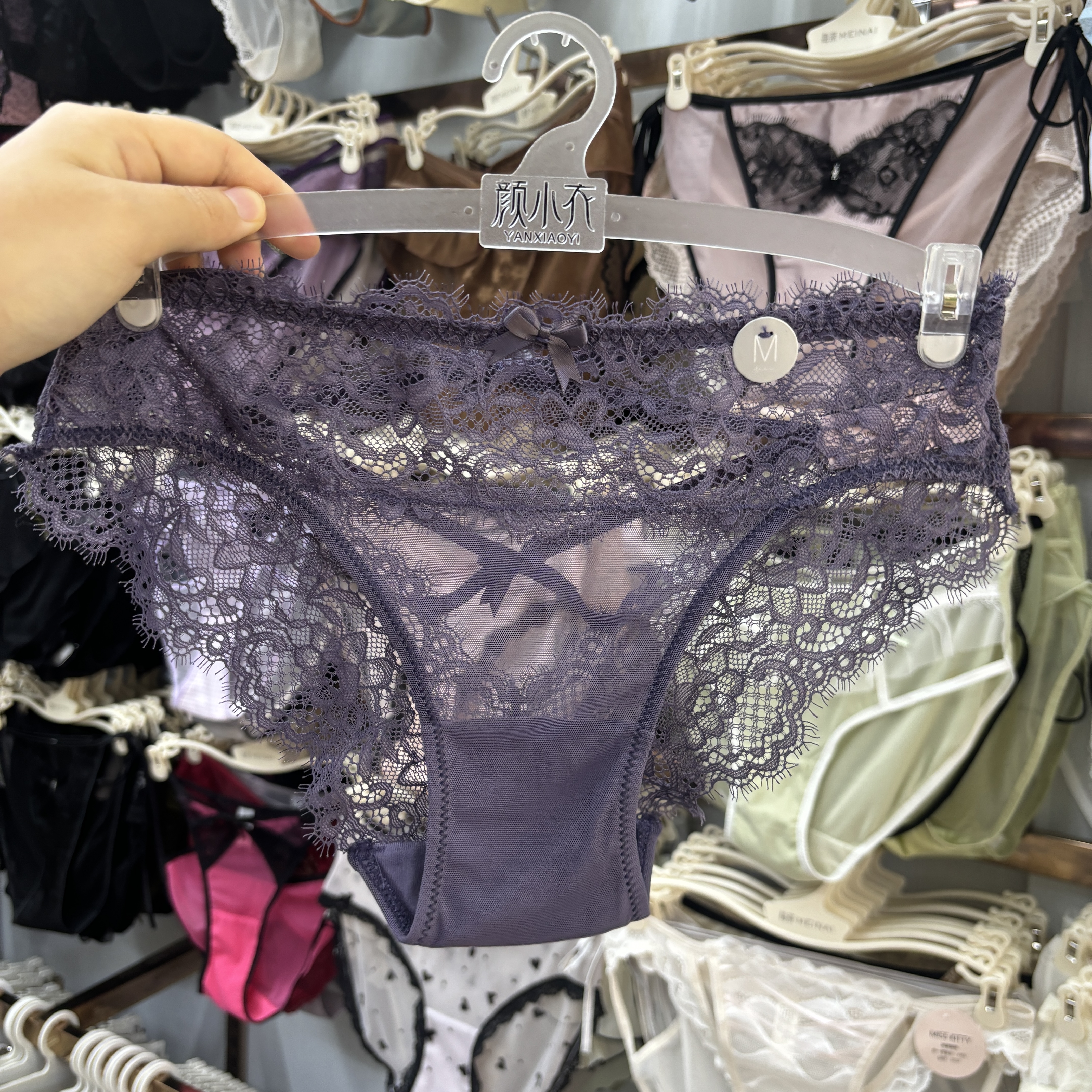 女内裤性感睫毛蕾丝绑带镂空纯棉裆纯欲透气女士三角裤短裤