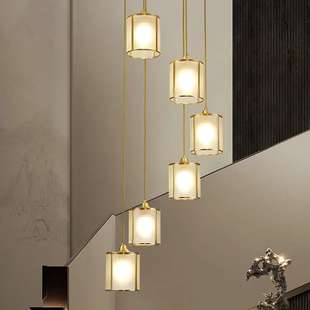 楼梯长吊灯别墅旋转loft公寓挑高客厅楼梯间灯复式楼中楼梯灯吊灯