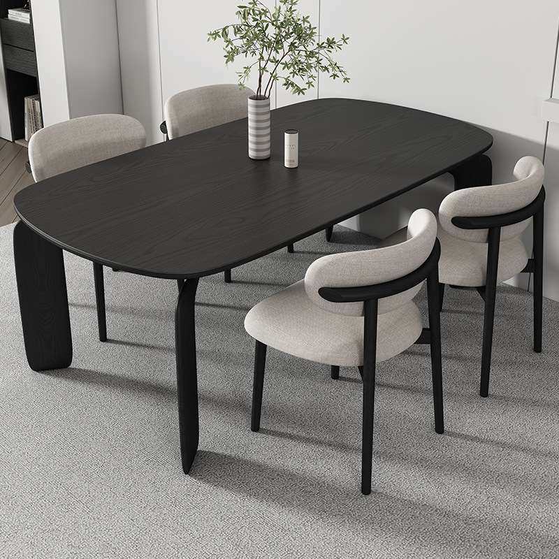 现代简约实木岩板餐桌极简小户型家用长方形饭桌黑色餐桌椅白蜡木,住宅家具,岩板餐桌,淘宝优惠券,粉丝福利购,淘宝优惠卷