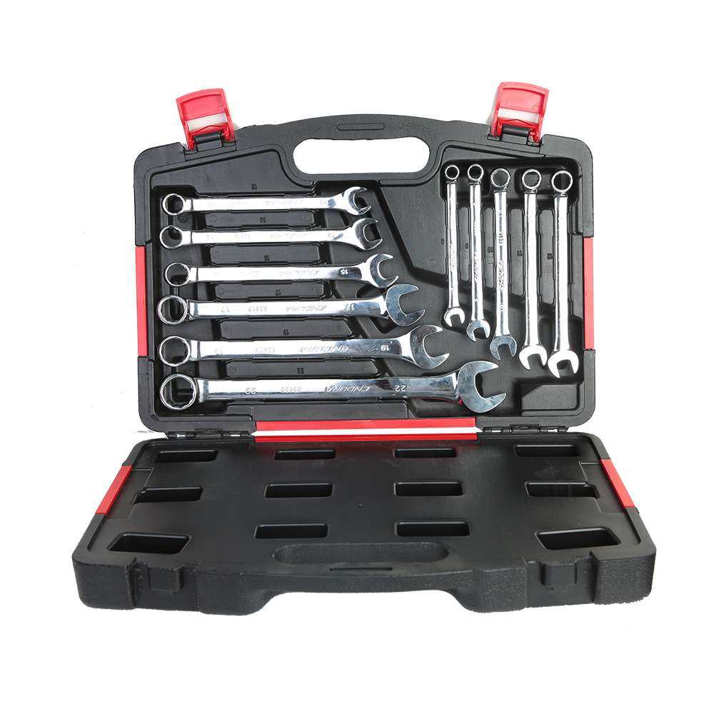 力易得11件全抛光两用扳手套装梅开扳手组套8-22mm E1528