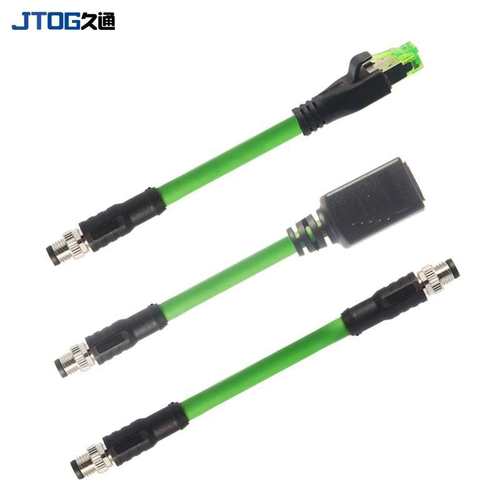 Profinet超六6类千兆高速网线cat6A M8转RJ45 M12 法兰座转网线