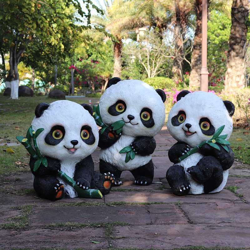 仿真熊猫玻璃钢动物摆件户外园林景区幼儿园公园商场造景模型装饰,家居饰品,户外/庭院摆件,淘宝优惠券,粉丝福利购,淘宝优惠卷