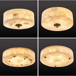 跨境新中式 吸顶灯方形房间云石灯简约全铜玄关灯过道阳台灯现代卧