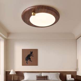 中古风卧室吸顶灯复古胡桃色小金豆新中式 主卧书房护眼灯2025新款