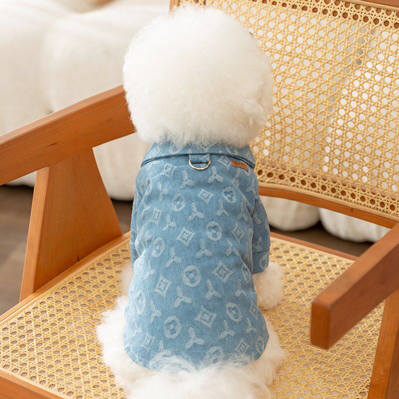 小狗狗衣b服春秋装比熊泰迪博美雪纳瑞小型幼犬宠物春天牵引牛仔