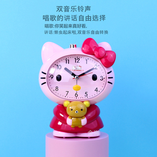 创意闹钟学生用语音卡通可爱v儿童床头静音灯光会唱歌说话贪睡双