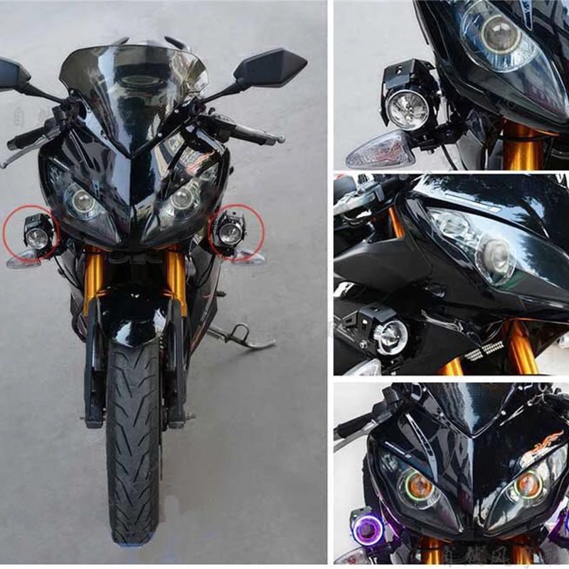 摩托车射灯超亮led外置爆闪1z2v恶魔眼电动车灯激光炮U5U7改装