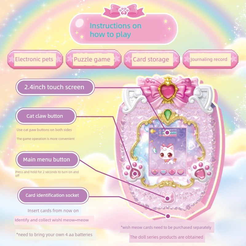 愿望喵喵手帐电子宠物游戏机儿童触屏许愿K猫女孩生日礼物玩具手