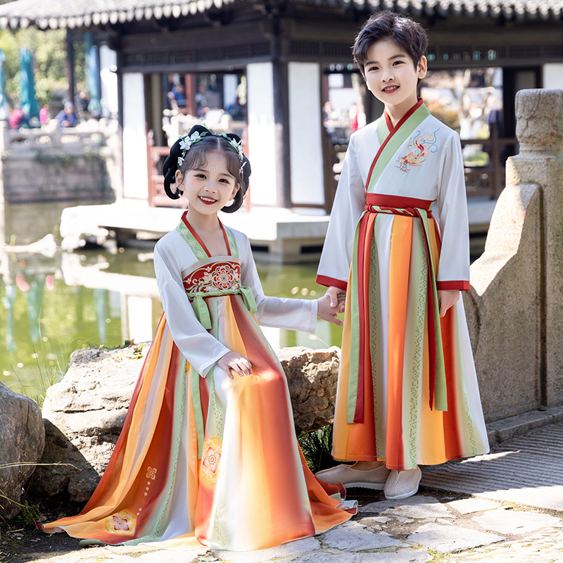 儿童汉服国学服演出服女童古装书童男童弟子规Q表演服装超仙小学