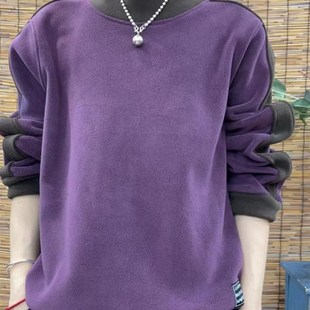 保暖打底衫 中年妈妈宽O松大码 上 新款 加绒加厚半高领女士卫衣冬季