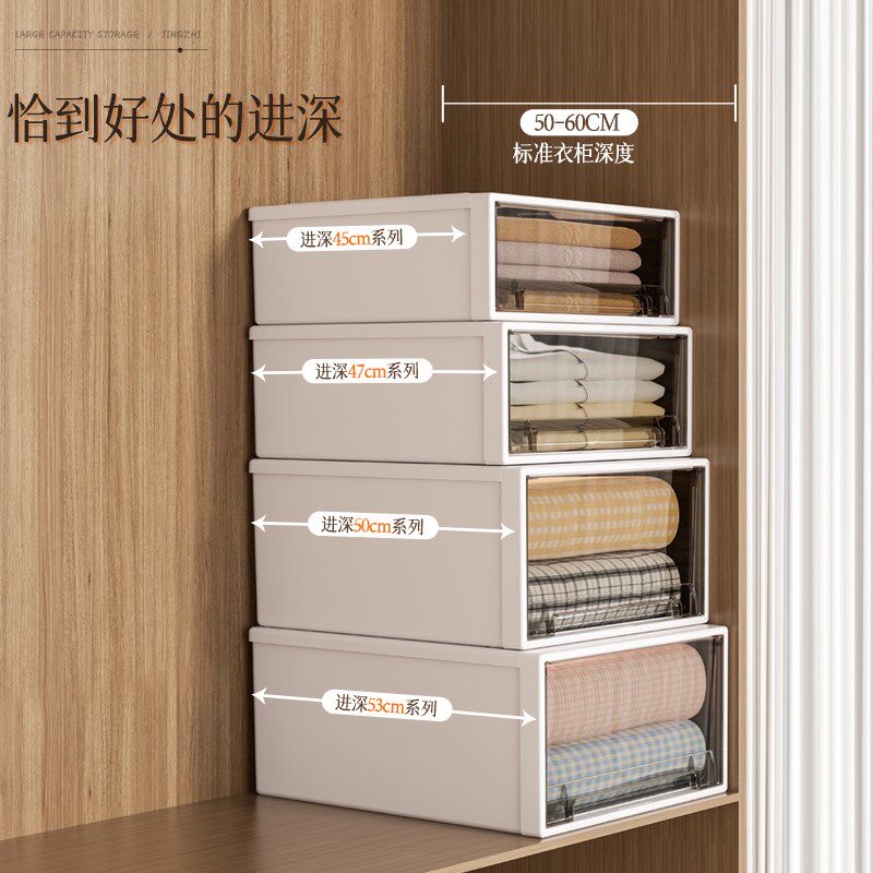 收纳箱抽屉式家用透明衣柜收纳盒整理盒衣服N裤子塑料分层储物柜