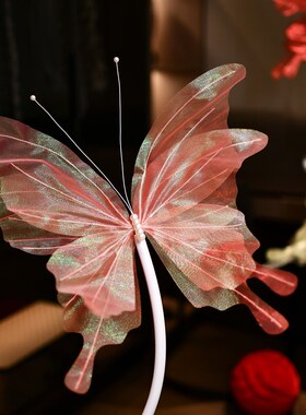 婚礼路引家居摆件装饰拍照纱花蝴蝶立体J创意花婚房布置舞台装饰