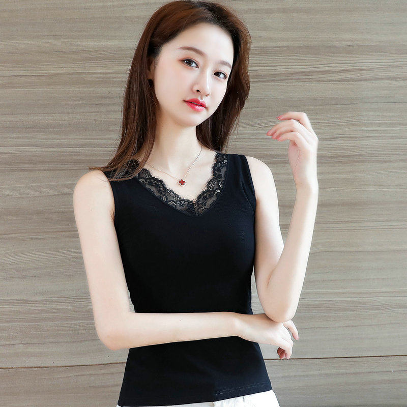 小吊带背心女夏秋季修身外穿百搭蕾丝花边无O袖打底衫内搭性感上