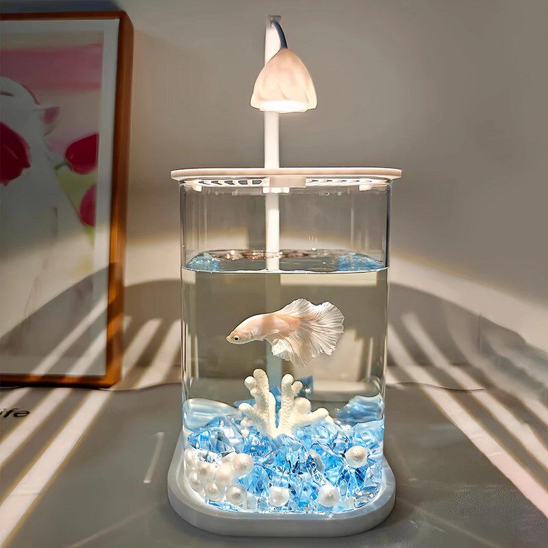 超白玻璃斗鱼缸办公室客厅小型网红创意K造景桌面生态高级迷你带,宠物/宠物食品及用品,桌面缸,淘宝优惠券,粉丝福利购,淘宝优惠卷