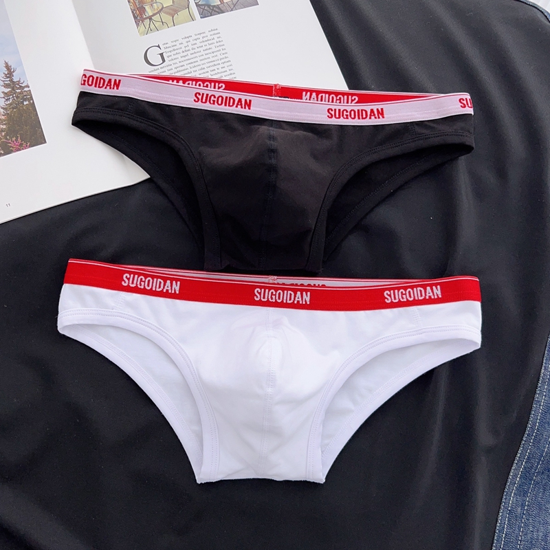 2条装男士三f角内裤窄边低腰比基尼纯棉性感U凸舒适纯色底裤潮包