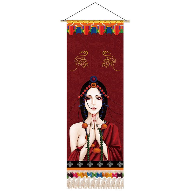 西藏挂毯c布艺民族风挂画藏族面具背景墙装饰画挂布民宿壁画布中图片