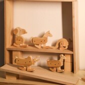 木牛流马无动f力自行走儿童益智实木斜坡玩具减压摆件科学原理教