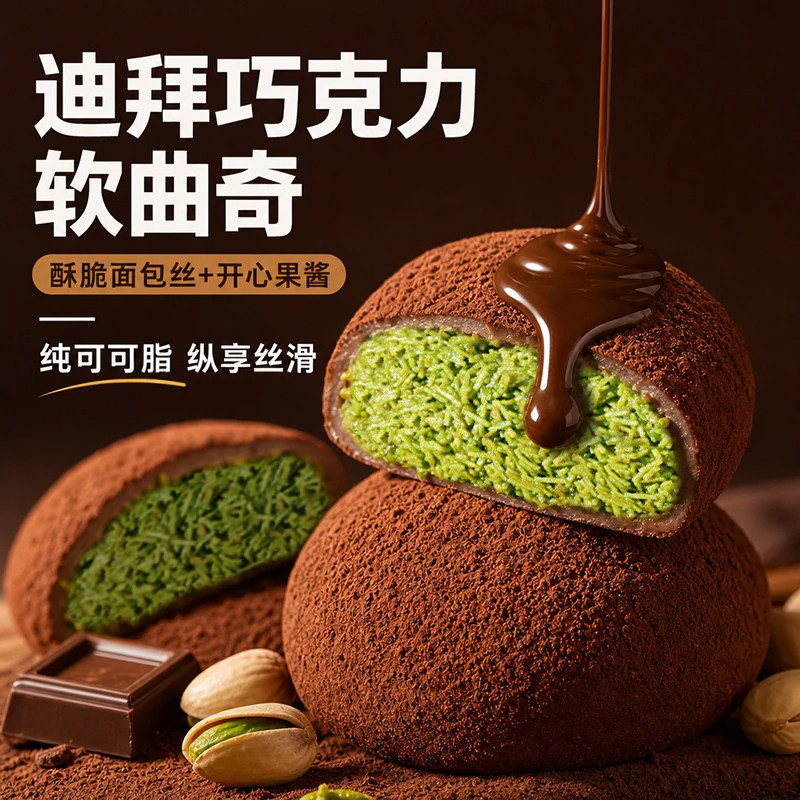 迪拜风味网红软曲奇开心果多口味夹心福团拉丝甜品下午茶休闲零食