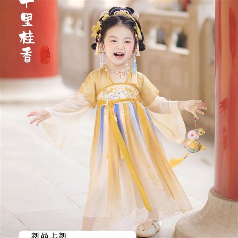 汉服女童中国儿童唐装2025新款连衣裙古风古装超仙春秋公主